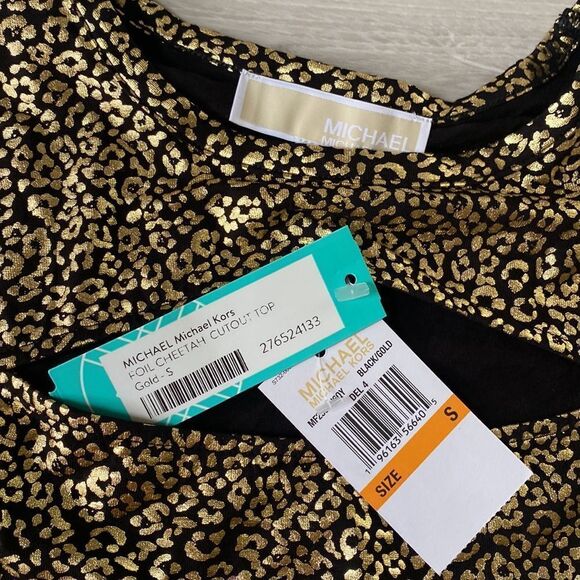 MICHAEL Michael Kors
Foil Cheetah Cut-Out Top Gold Stitch Fix S Nwt - Picture 3 of 4